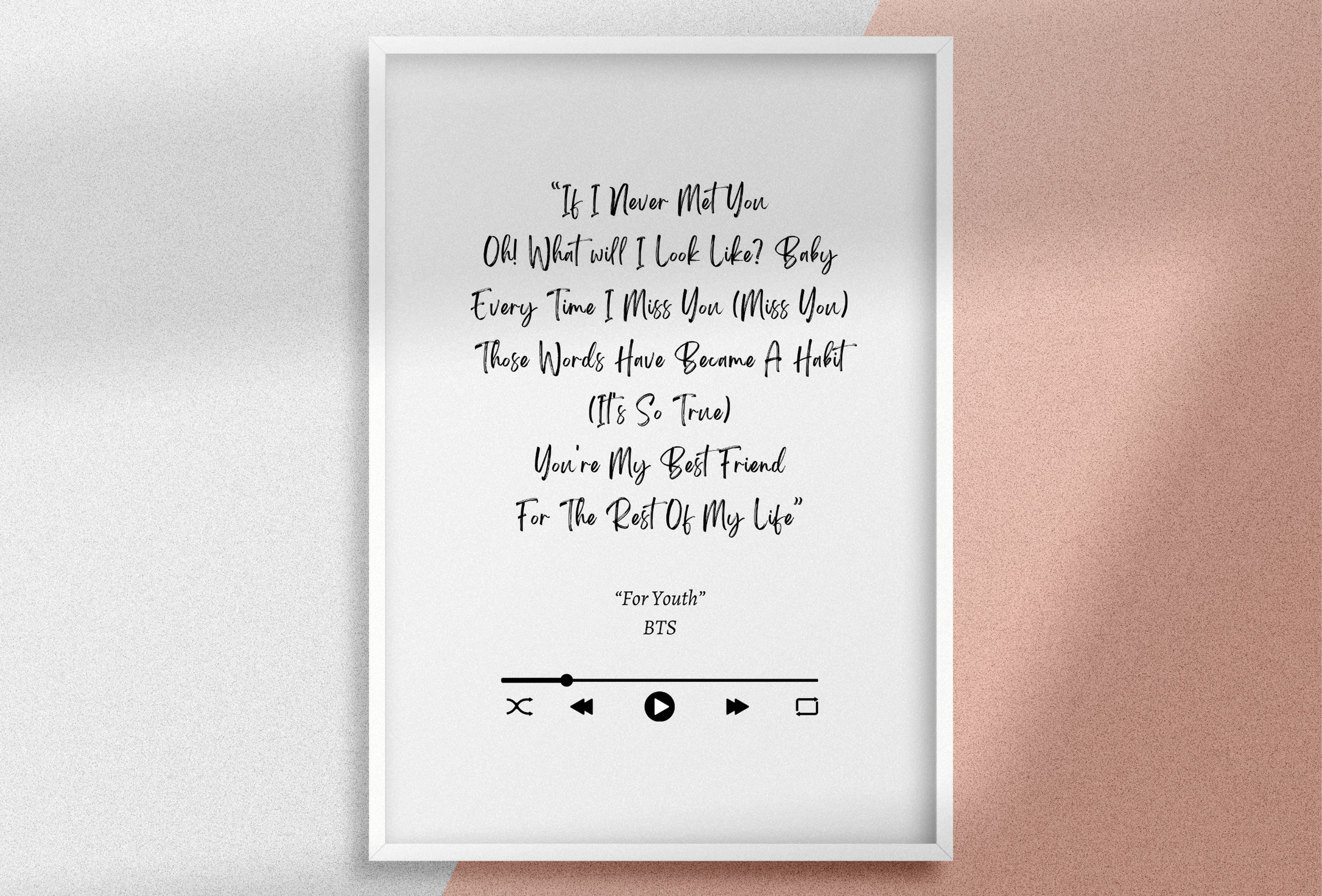 Buy BTS 'for Youth' Lyrics Print: Kpop Wall Art (digital Download