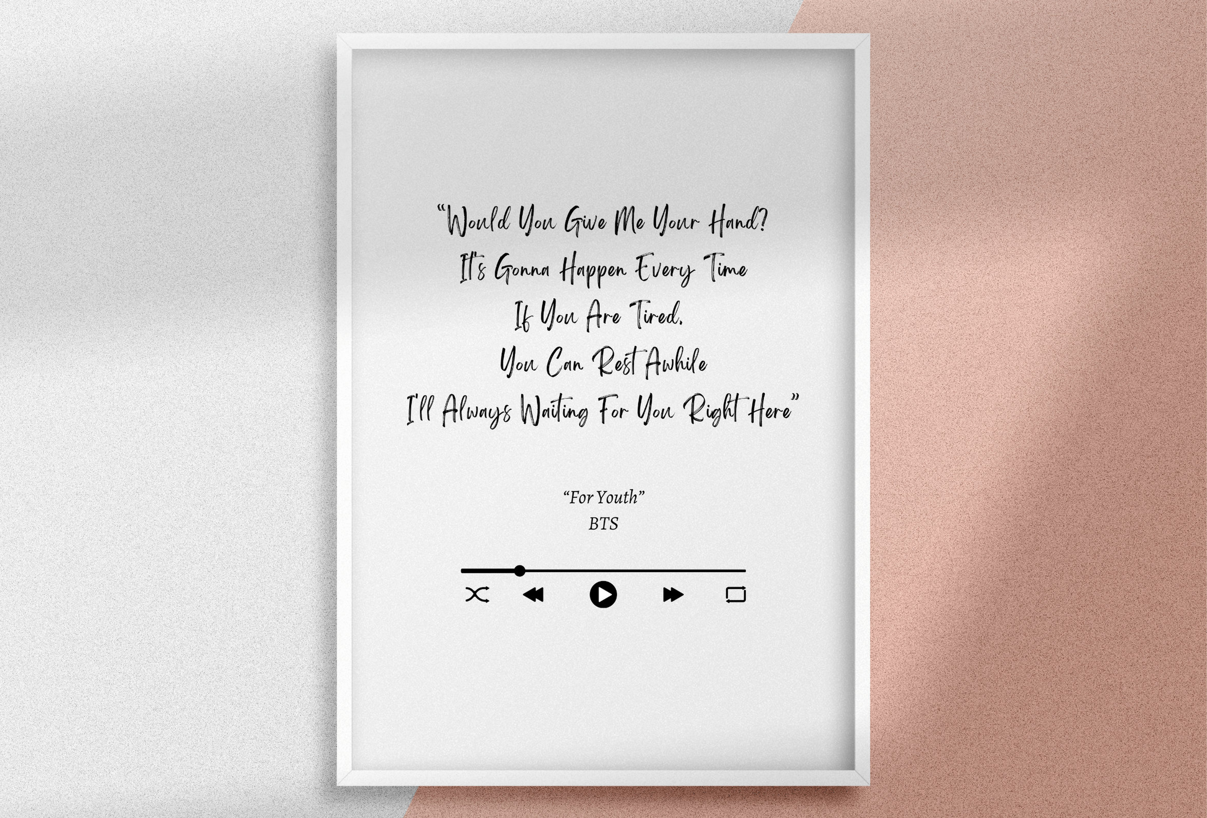 BTS 'for Youth' Lyrics Print: Kpop Wall Art (digital Download) - Etsy