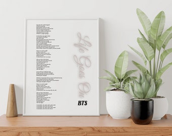BTS Lyrics Print: Life Goes On Song, Minimalist Wall Art (Digital Download)