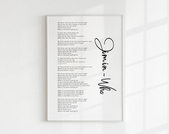 Jimin 'Who' Lyrics BTS Poster: Minimalist Home Decor (Digital Download)