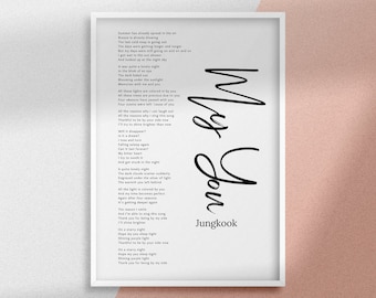 BTS Jungkook &#39;My You&#39; Lyrics Print: Minimalist Kpop Art (Digital Download)
