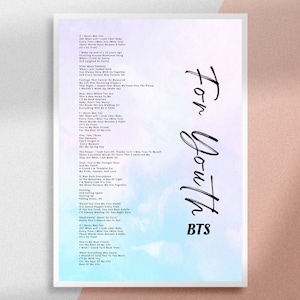 BTS For Youth Lyrics Print: Minimalist Kpop Artwork (Digital Download)