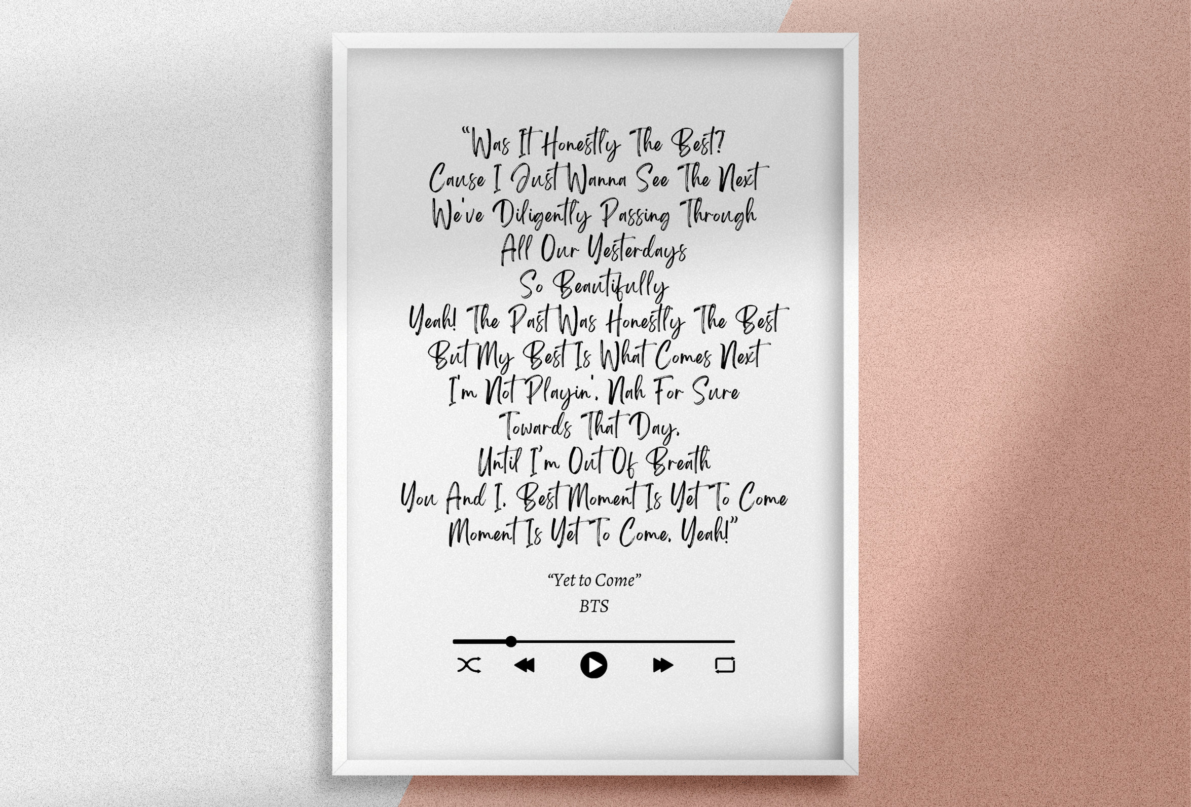 BTS Lyrics Art Print: yet to Come Quote (digital Download) - Etsy