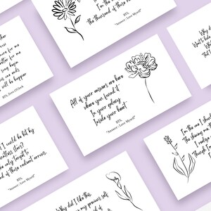 Carta con citazioni BTS / Set di carte BTS da 22 / Canzone lirica BTS / Citazioni floreali / 6x4 pollici, Download istantaneo, Cartolina di download digitale, Dimensioni personalizzate