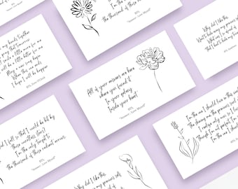 Postales con letras de BTS: Citas florales (Descarga digital)