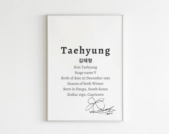 BTS Taehyung Minimalist Print: Kpop Home Decor (Digital Download)
