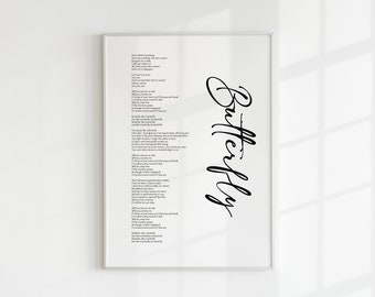 BTS Butterfly Song Lyrics Print: Minimalist Kpop Wall Art (Digital Download)