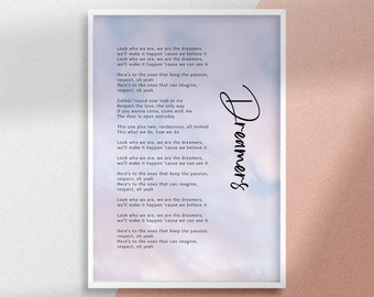 Dreamers Jungkook BTS Lyric Art Print: Minimalist Home Decor (Digital Download)