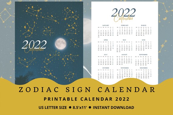 Zodiac Sign Calendar 2022 Instant Download Printable | Etsy