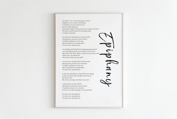 Epiphany BTS Poster Lyrics Song Lyrics Print Printable 