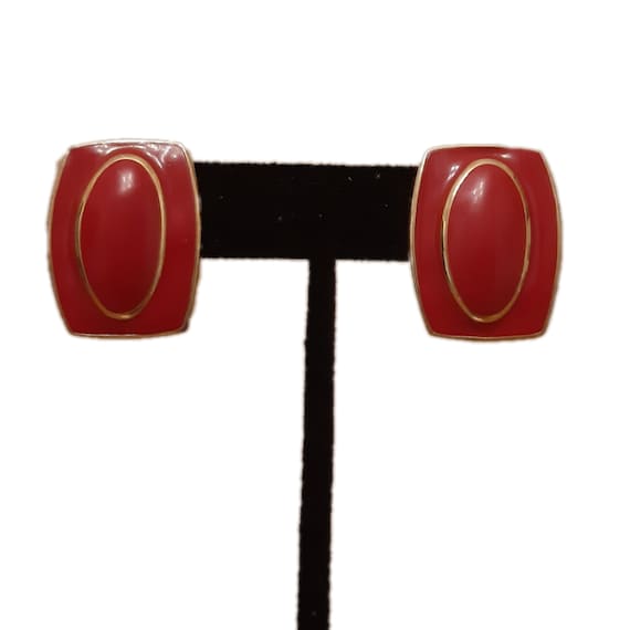 Nite N Day | Red & Gold Matte Pierced Earrings | … - image 1