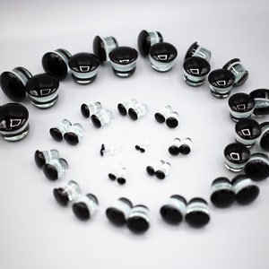 PAIR Glass Single Flare Plugs: 2mm to 25mm for Dead Stretching or Daily Wear, 2mm, 3mm, 4mm, 5mm, 6mm, 15mm, 17mm, 18mm, 21mm Ear Stretching