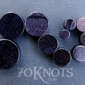 Blue Goldstone Plugs - Double Flared- 6mm, 8mm, 10mm, 11mm, 12.7mm, 14mm, 16mm, 19mm, 22mm, 25mm Gauges Stretched Ears by 70 Knots