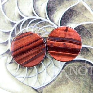 Red Tiger&#39;s Eye Stone Plugs - Double Flared - 1 Pair- 6mm, 8mm, 10mm, 11mm, 12.7mm, 14mm, 16mm, 19mm, 22mm, 25mm Gauges Stretched Ears