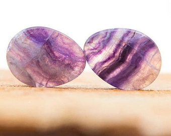TEARDROP Rainbow Fluorite Stone Plugs - 1 Pair- 6mm, 8mm, 10mm, 11mm, 12.7mm, 14mm, 16mm, 19mm, 22mm, 25mm Gauges Stretched Ears by 70 Knots