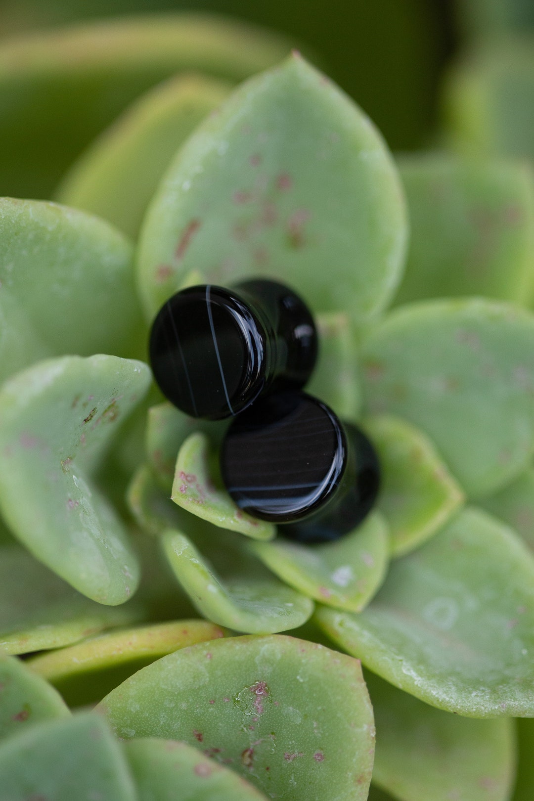 Tunnel Hoop In Onice Nero Fatto A Mano: Orecchini Pendenti In - Foto 4