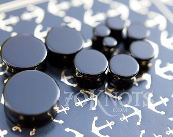 Black Obsidian Stone Plugs - Double Flared - 1 Pair- 6mm, 8mm, 10mm, 11mm, 12.7mm, 14mm, 16mm, 19mm, 22mm, 25mm Gauges Stretched Ears