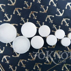 White Jade Stone Plugs - Double Flared - 1 Pair- 6mm, 8mm, 10mm, 11mm, 12.7mm, 14mm, 16mm, 19mm, 22mm, 25mm Gauges Stretched Ears