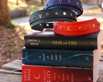 Bookish Dog Collar: The Velaris, The Terrasen & The Lunathion.