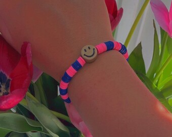 Bracelet en argile smiley personnalisé