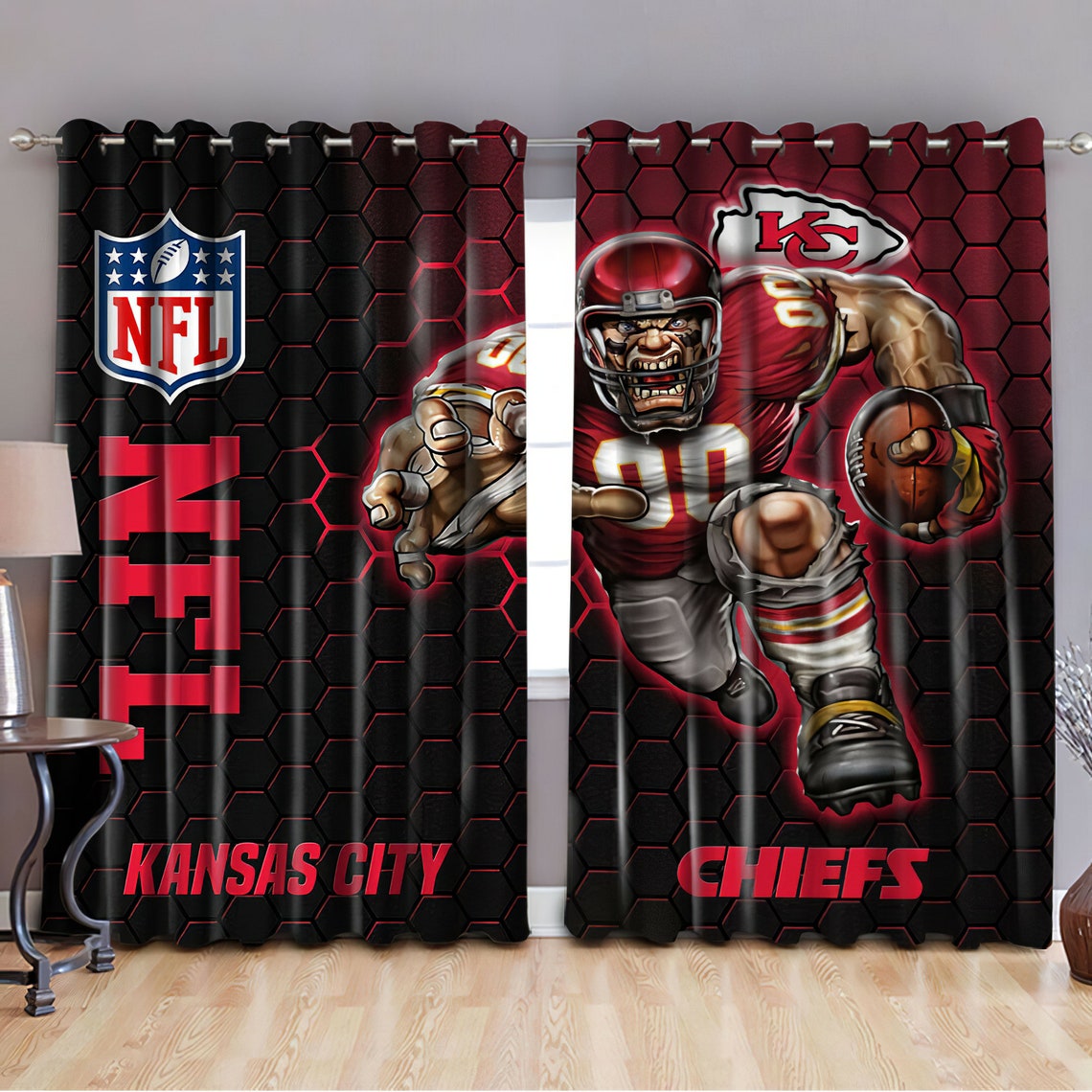 Kansas City Chiefs Curtains Kansas City Chiefs Window Blinds Etsy