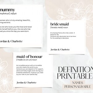 Definition printables | Namen personalisierbar | Hochzeit Definitionen | Kleiderbügel Definitionen | Hochzeit Printables