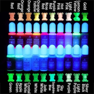 Glow in the dark Resin dye, resin pigment, resin mold, resin clips, crafts, jewelry, gold, silver image 2