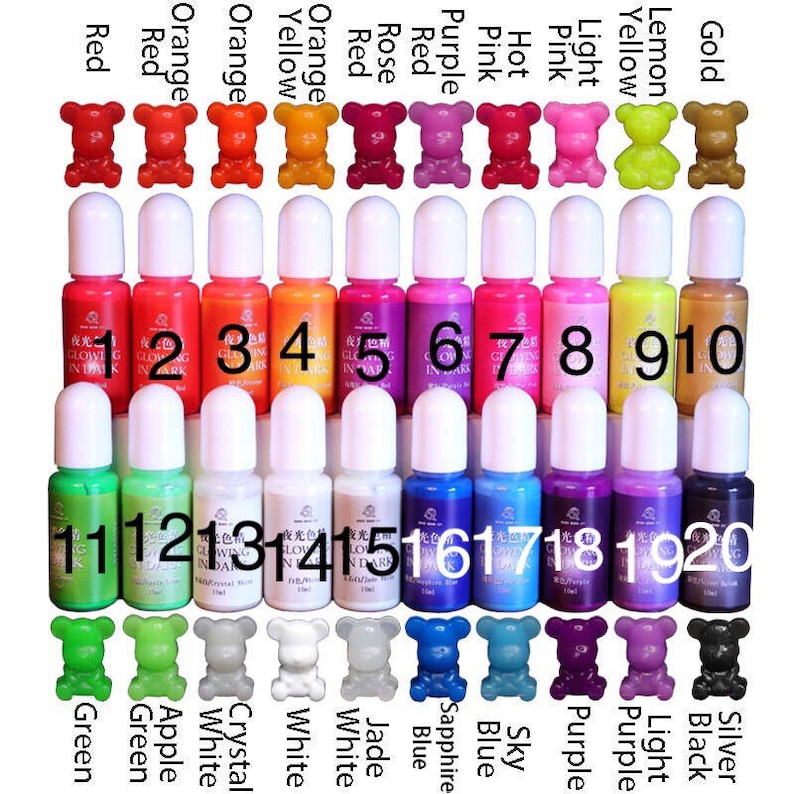 Glow in the dark Resin dye, resin pigment, resin mold, resin clips, crafts, jewelry, gold, silver image 1