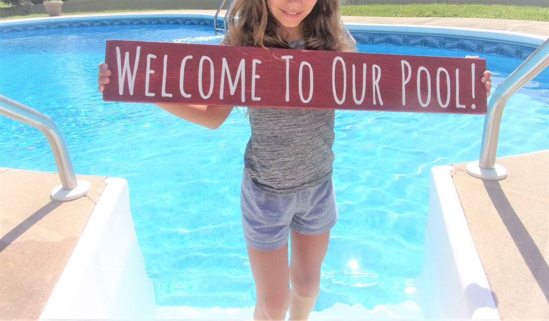 to Our Pool Sign Pool Signs for Outdoor Swimming Etsy