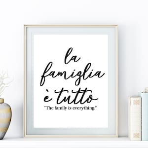 La famiglia e tutto sign, Italian signs, italian gifts, italian mother's day gift,printable sign, instant download, downloadable sign,