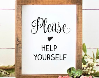 Letrero de regalos de boda, imprimibles de boda, decoración de recepción de boda, Por favor, sírvase usted mismo, letrero de regalos para invitados, descarga instantánea, letreros de boda,