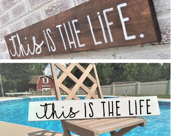 This is the life, pool sign, swimming pool signs,happy place sign, swimming pool gifts, pool sign, pool sign outdoor, pool gifts for women