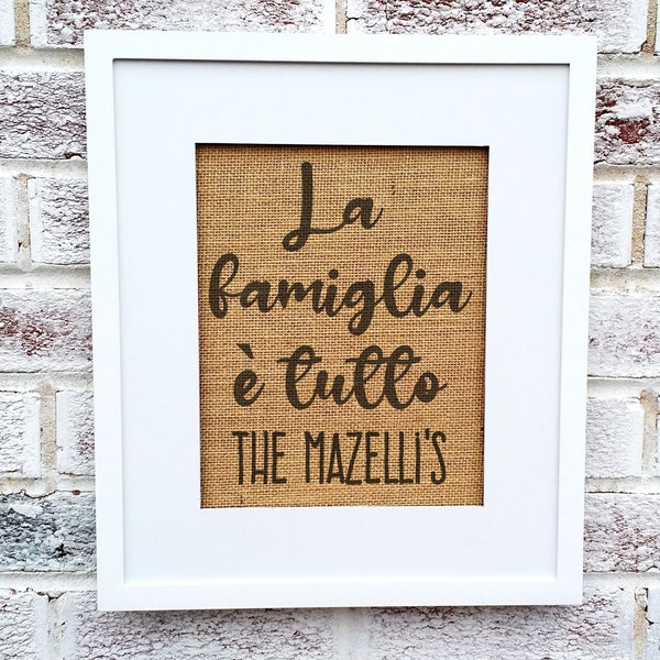 Family is sign, La famiglia e tutto sign, Family is everything in ITALIAN, Italian sayings, Family sign, Italian mother gift,Italian gifts