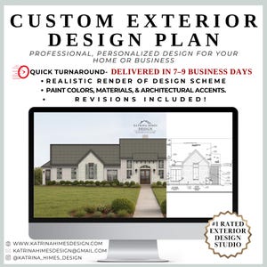 QUICK Turnaround EXTERIOR Paint & Materials DESIGN Package | 1 Custom Color Scheme + Realistic Rendering