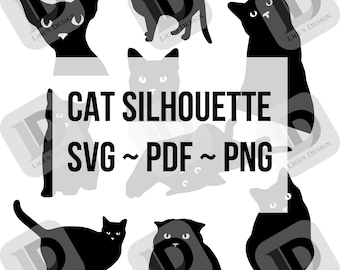 Plus de silhouettes de chats SVG PDF PNG