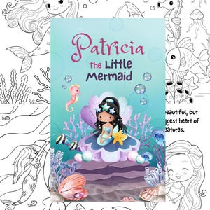 Personalized Mermaid Coloring Book with Story | Custom Name | Digital Kids Activity