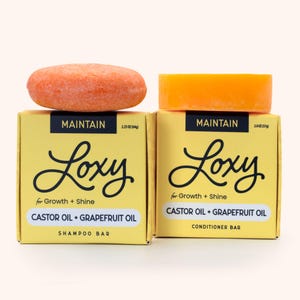 Loxy Hair | MAINTAIN: Shampoo Bar and Conditioner Bar Set for growth & shine with Grapefruit Oil and Castor Oil