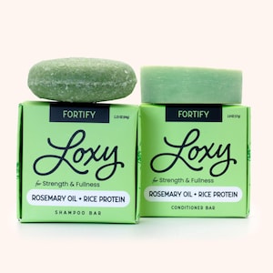 Loxy Hair | Fortify: Shampoo Bar & Conditioner Bar for Strength and Fullness with Rosemary Oil and Rice Protein