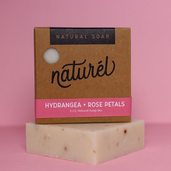 Hydrangea & Rose Petals Natural Soap | Natural Olive Oil Soap | Handmade Soap | Vegan Soap | Cold Process Soap | Body Wash Bar