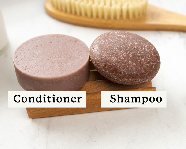 Curly or Dry Hair Shampoo Conditioner Bar Set Argan Oil, Jojoba Oil Oatmeal Shampoo Bar Set Zero waste shampoo image 3