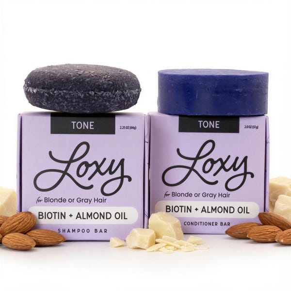 Loxy Hair | Tone: Purple Shampoo Bar & Conditioner Bar Set with Biotin and Almond Oil