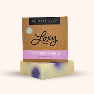 Handmade Raspberry Vanilla Natural Soap - 5 oz, Coconut Oil, Shea Butter, Cruelty-Free, Palm Oil-Free, Gentle Cleansing, Nourishing Formula
