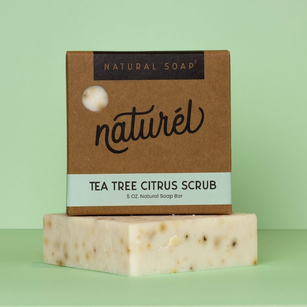 Tea Tree Citrus Scrub Natural Soap | Natural Olive Oil Soap | Exfoliating Soap | Handmade Soap | Vegan Soap | Cold Process Soap