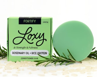 Acondicionador sólido fortalecedor Loxy para cabello fino / Fortifica con romero + proteína de arroz