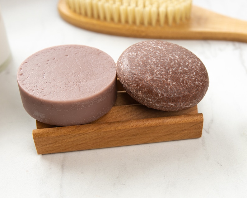 Curly or Dry Hair Shampoo Conditioner Bar Set Argan Oil, Jojoba Oil Oatmeal Shampoo Bar Set Zero waste shampoo image 4