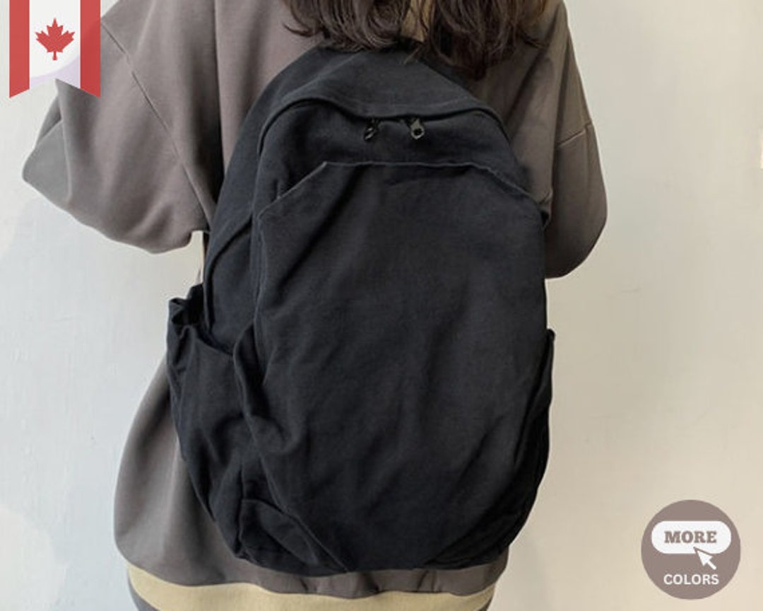 Japanese Simple Solid Color Canvas Backpack, Vintage Style Travel