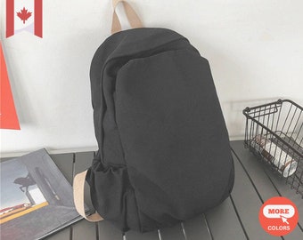 Japanese Vintage Simple Solid Color Canvas Backpack, Travel Canvas Backpack, College backpack and for everyday use, Minimalist