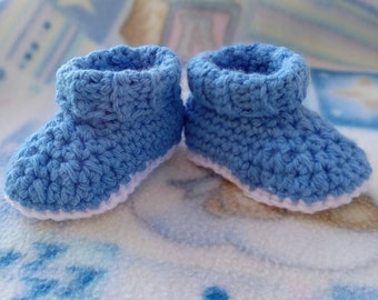 Blue Crochet Baby Boy Booties, Baby boy crib shoes, Baby shoes,