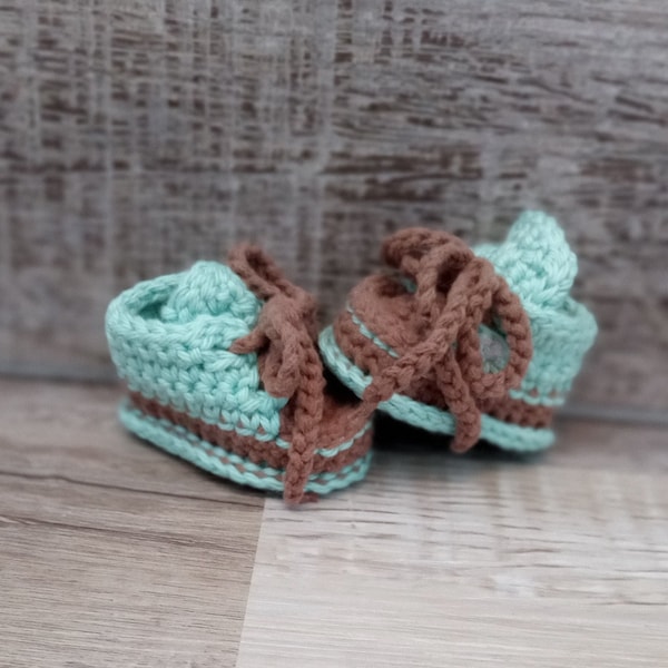 Baby  Shoes  Baby Tennis Shoes-Turquoise Crib Shoes-Baby Shower Gift-Crochet Baby Booties-Converse Style Baby Shoe-Lace Up Booties Preemie