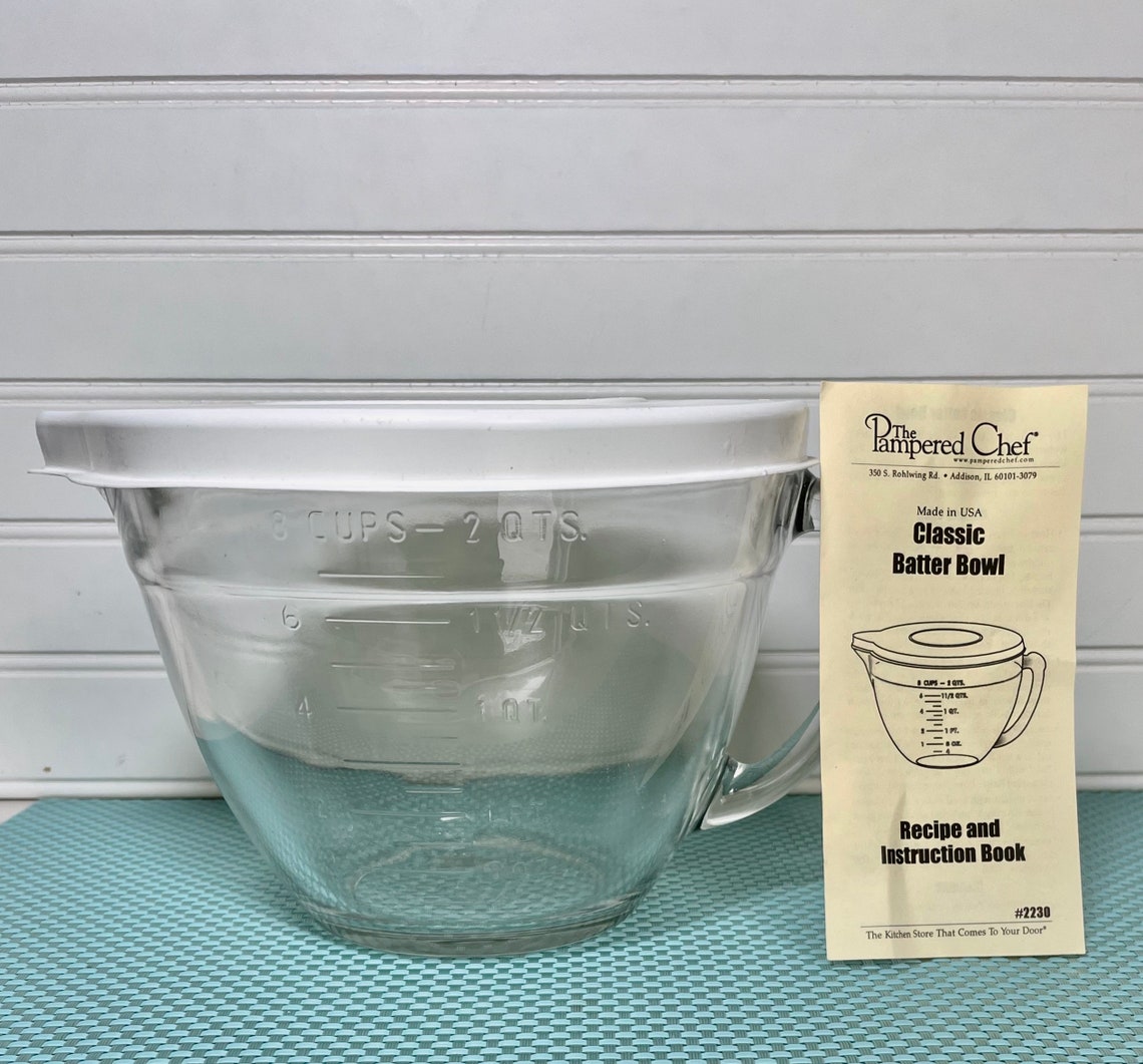 Vintage Pampered Chef 8C 2 Quart Clear Glass Batter Bowl Etsy